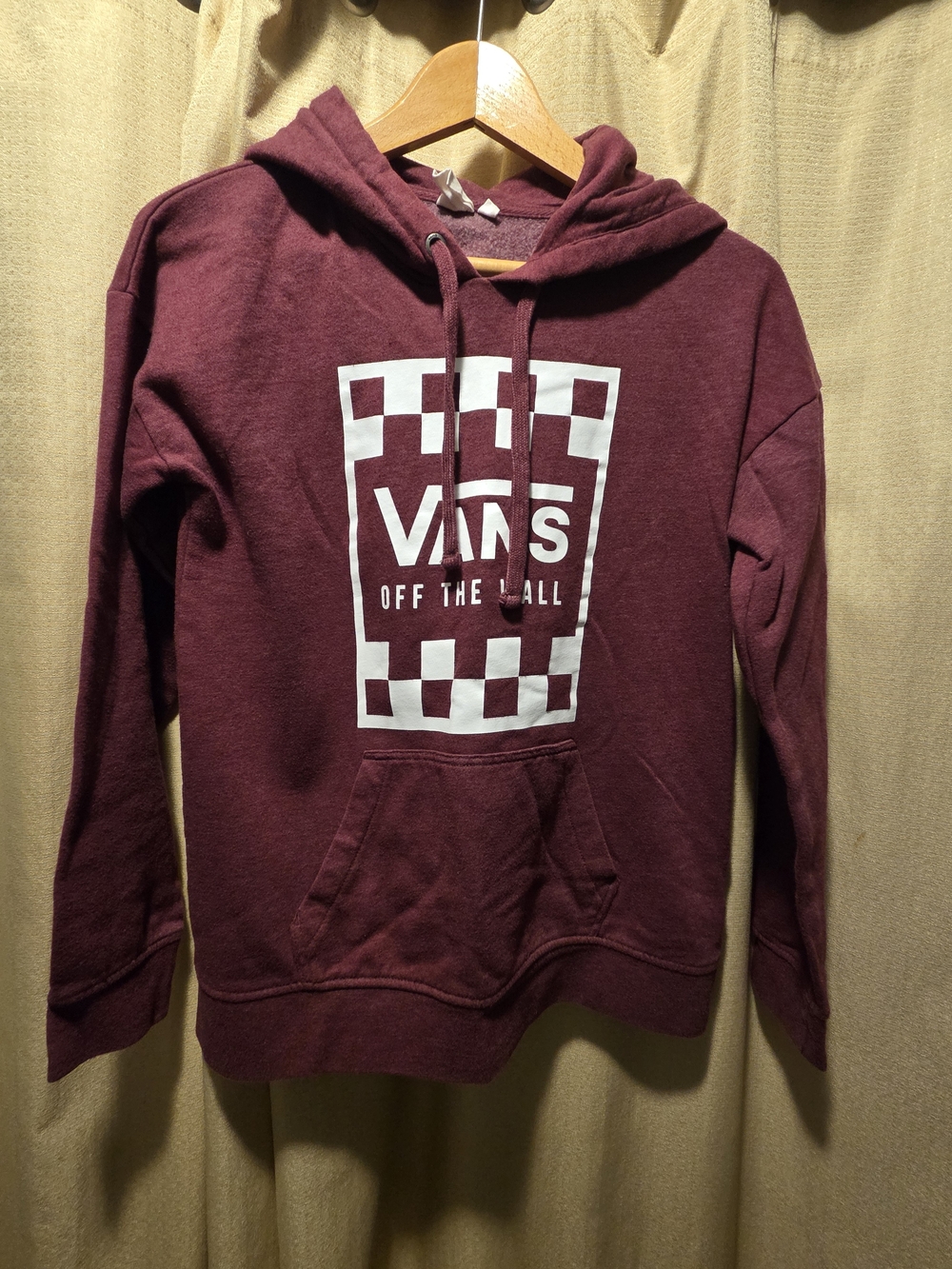 Vans Maroon Zip-Up Style Hoodie with White Checker Logo